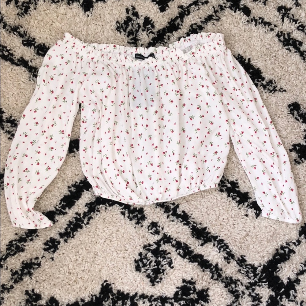 brandy off the shoulder rose top
